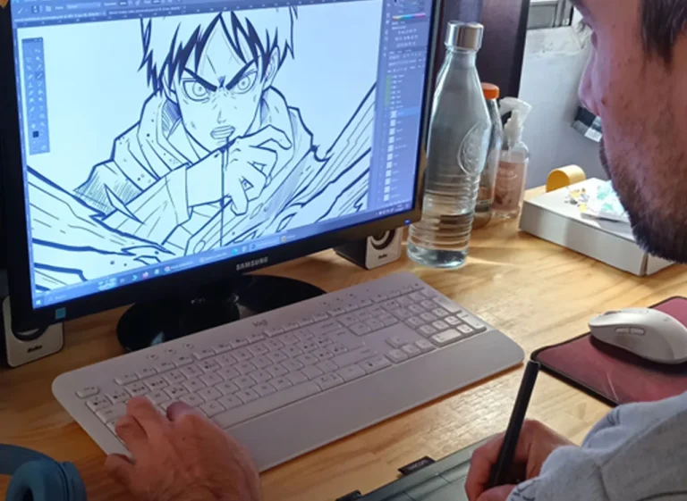 usando tableta grafica para dibujar manga
