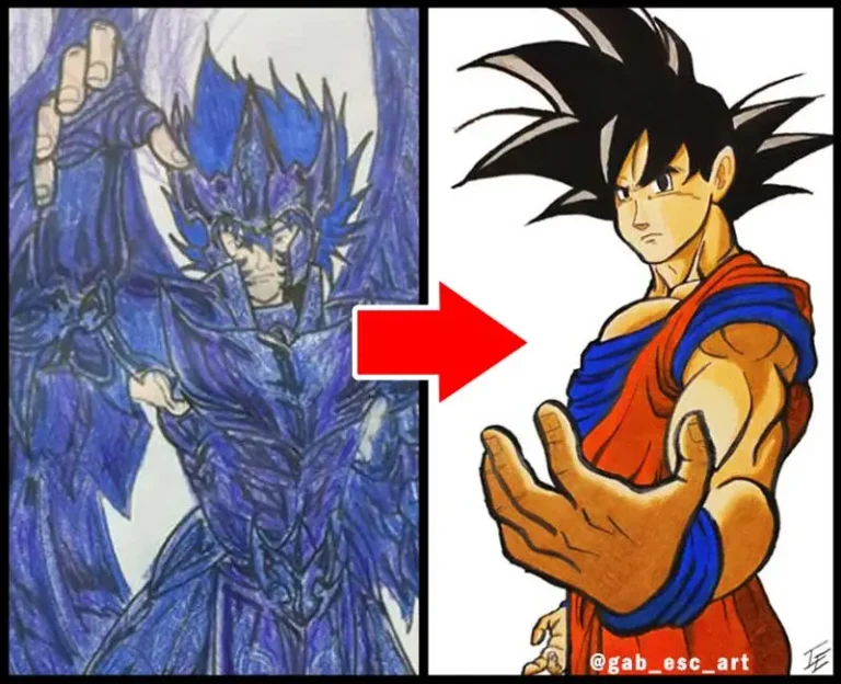 Gabriel mostrando su progreso en ilustración de personajes anime
