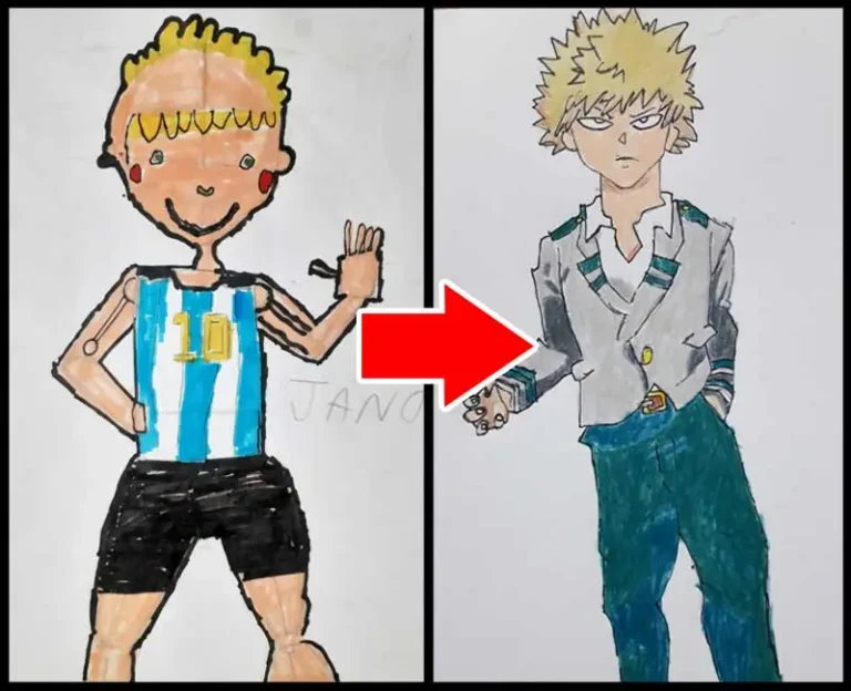 Resultado de Jano antes y después de aprender a dibujar anime en la academia