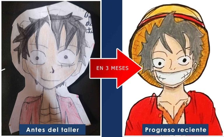 Antes y Despues de clases de dibujo anime online para niños