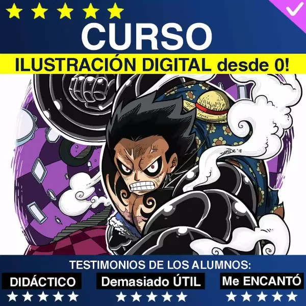 Dibujo digital de one piece creado por dami diaz