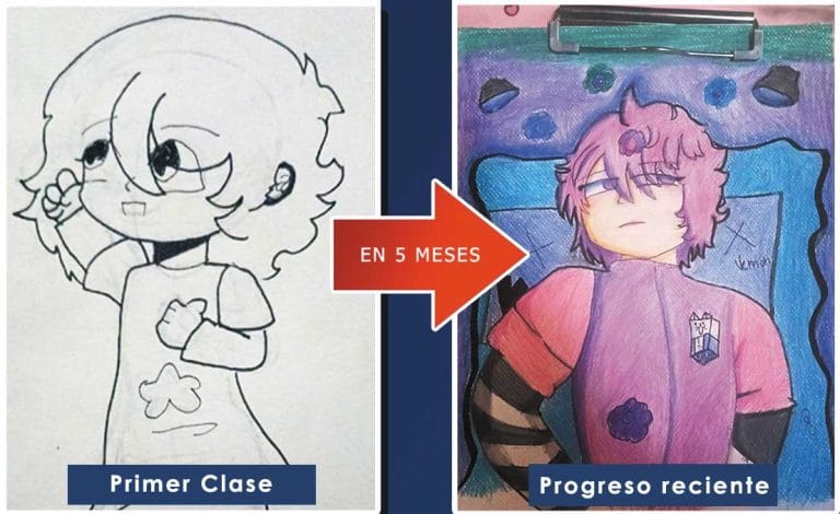 resultados de alumna en clases de dibujo anime online para adolescentes