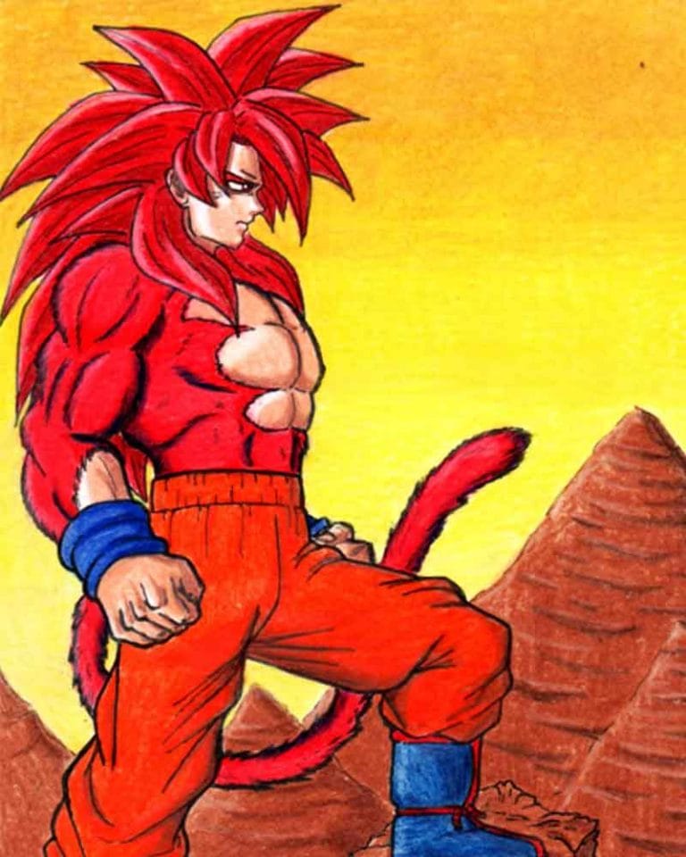 Goku nivel 4 realizado por alumno del taller anime online