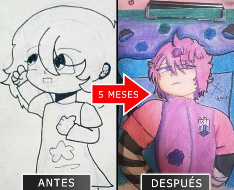 antes y despues del curso de manga onlne de una alumna y su evolucion